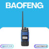 Front view of the Baofeng BF-1802L Walkie Talkie featuring blue side accents, a backlit digital screen showing frequencies, and numeric buttons. Front view of the Baofeng BF-1802L Walkie Talkie featuring blue side accents, a backlit digital screen showing frequencies, and numeric buttons.