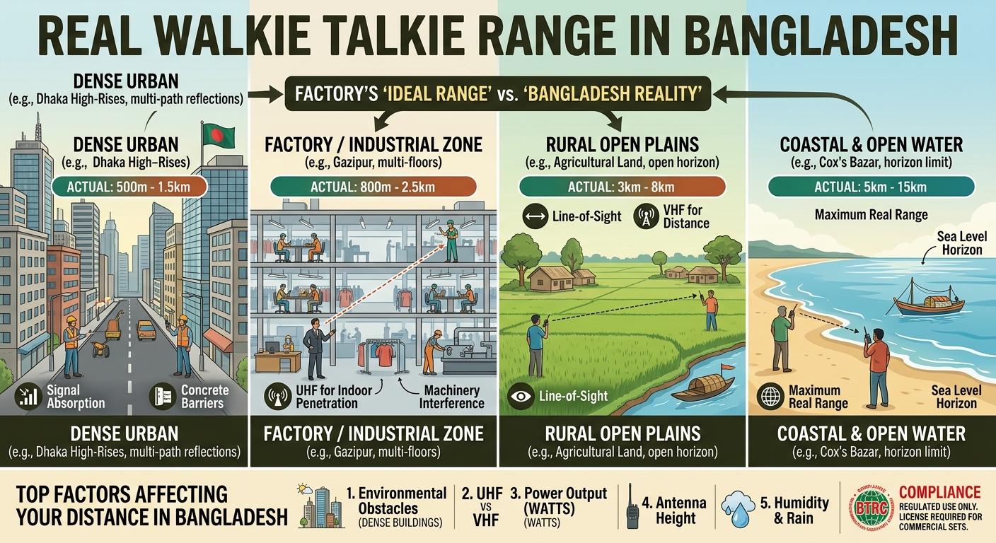 Real Walkie Talkie Range In Bangladesh